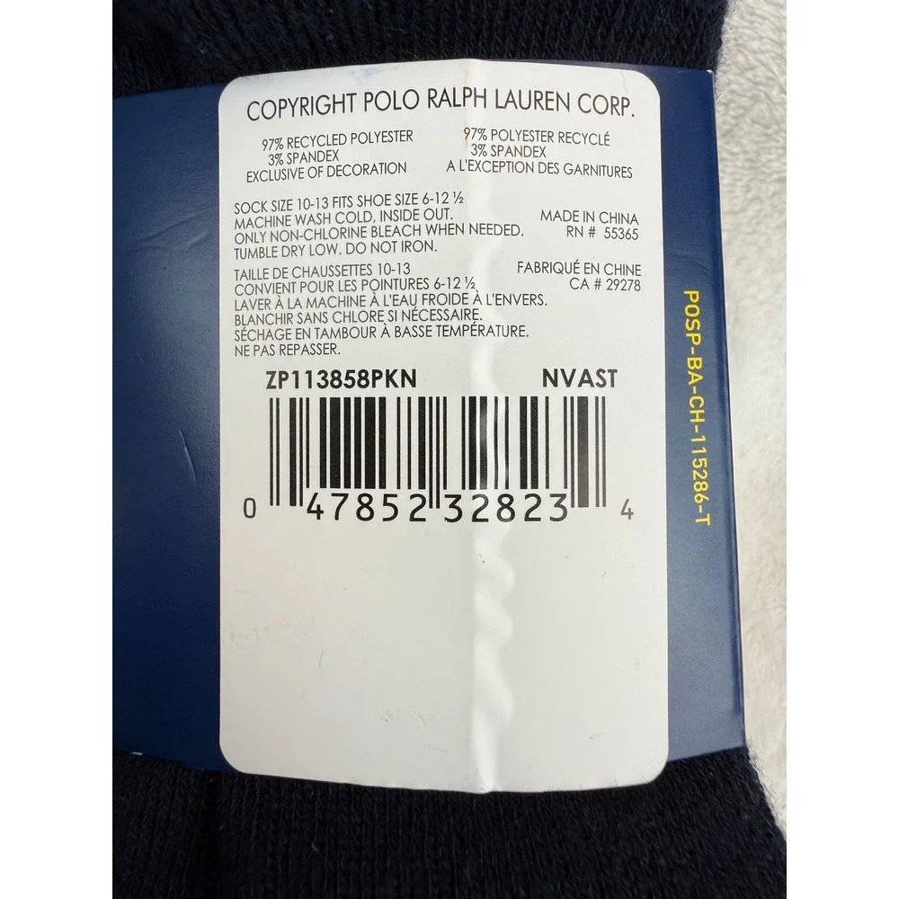 Polo Ralph Lauren Mens Ankle Socks 4 Pair Pack Grey Navy Blue Pony New